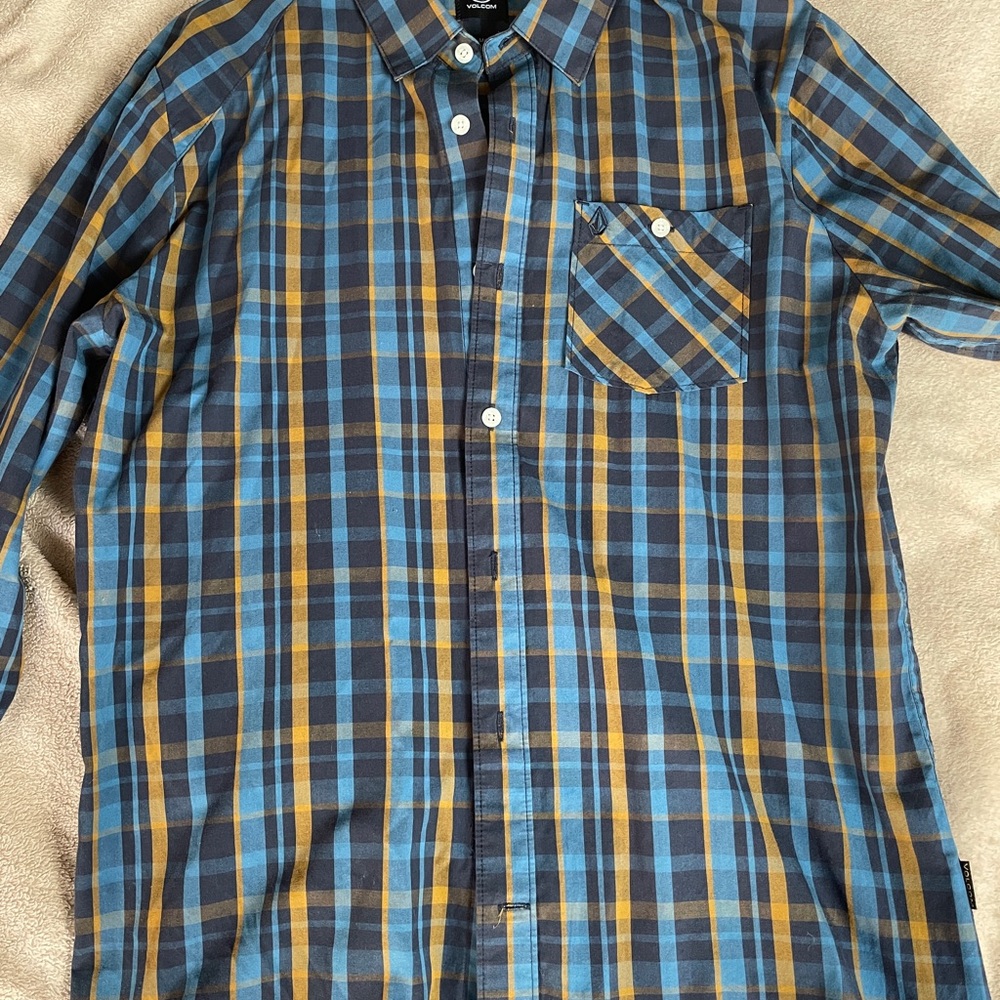 Volcom Button Down - Blue And Gold. - image 4